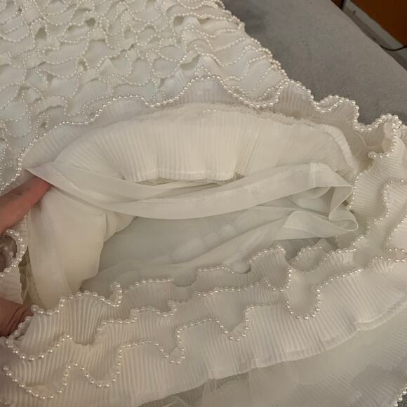 NWT Gianni Binni X Venita Aspen Odette Plisse Pearl Trim Strapless Sheath Dress - Picture 9 of 16